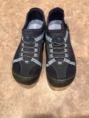 JBU Womens dark navy blue with light blueand Gray Mesh Slip-On Athletic Sneakers